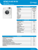 Indesit MTWE 91483 W EU Product data sheet